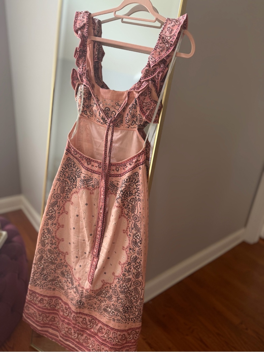 Zimmermann Dusty Rose Paisley Ruffled Midi Dress - Picture 3 of 5